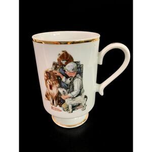 1981 Norman Rockwell Porcelain Pedestal Mug "Making Friends" The Danbury Mint